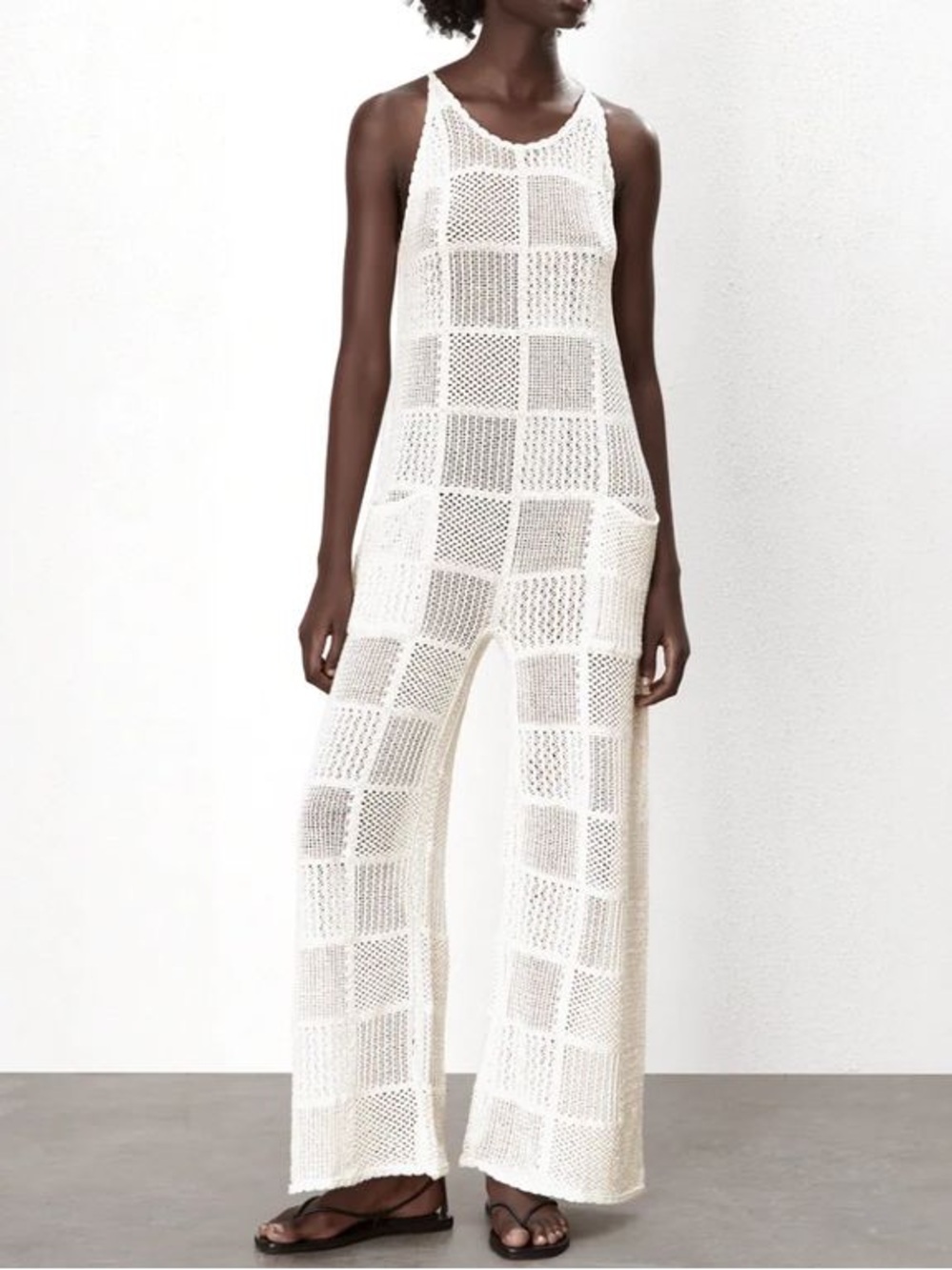 Zara Women’s Crochet Open-Knit Patchwork Jumpsuit Blogger Favorite